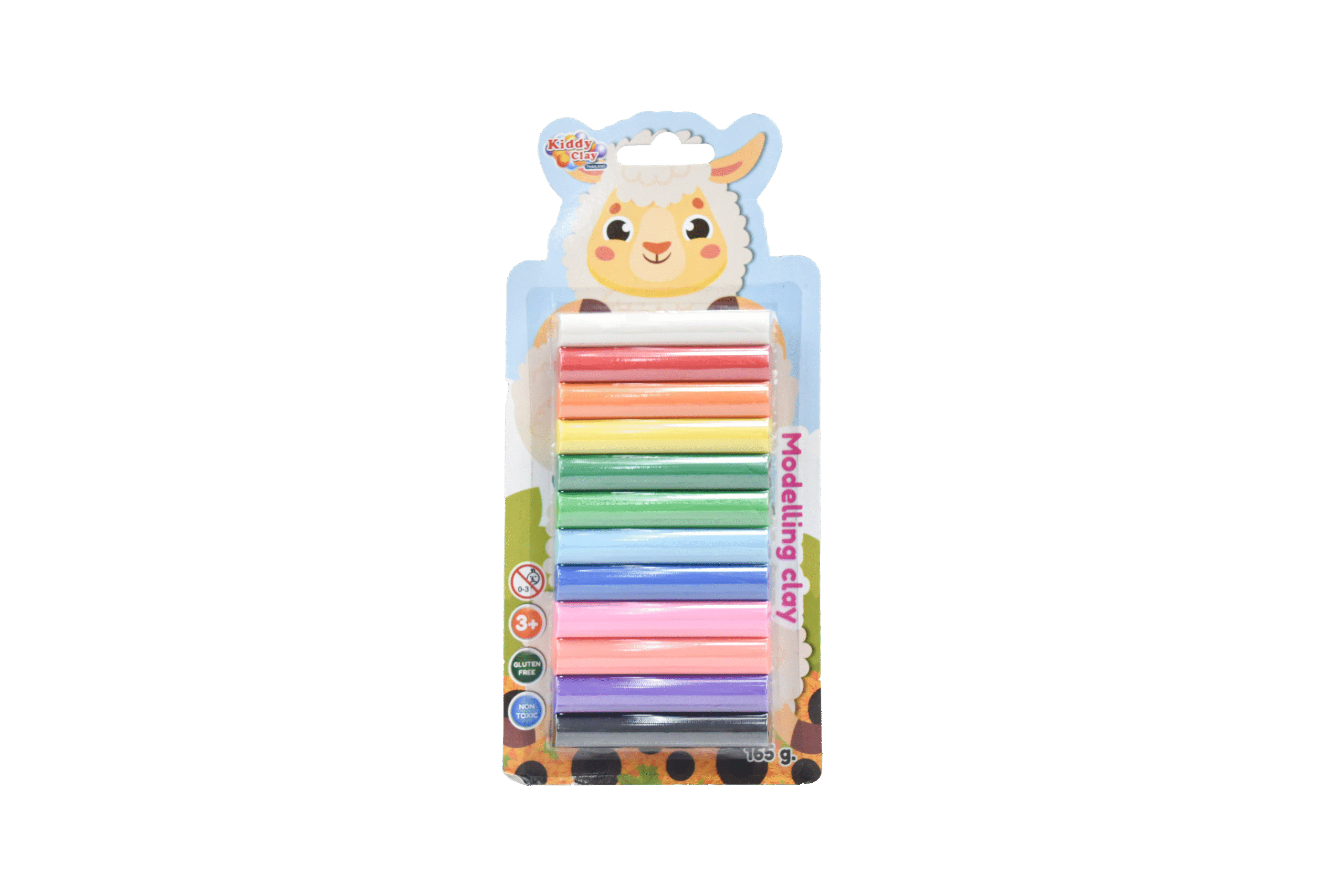Kiddy Clay Pack of 12 Round sticks of clay (165 g.) in Blister Card, Colourful Reusable DIY Soft Clay, Creative Art & Crafts, Ideal Gift for Kids