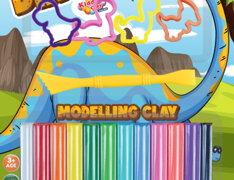 Kiddy Clay Pack of 12 Round sticks of clay (165 g.) 4 Cutters and Tool in Blister Card, Colourful Reusable DIY Soft Clay, Creative Art & Crafts, Ideal Gift for Kids – sticks of clay & Tool Blister Card Pack