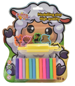 Kiddy Clay Pack of 12 Round sticks of clay (165 g.) & 5 Cutters and Roller in Blister Card, Colourful Reusable DIY Soft Clay, Creative Art & Crafts, Ideal Gift for Kids