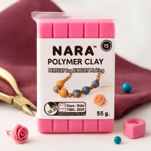 NARA Polymer Clay Set 55g Pink – Soft, Non-Sticky Oven Bake Clay, Colour – Ideal for Sculpting, DIY Craft Projects, Modelling, Miniatures, Jewellery Making, Charms, Key chains, Rings – Pink