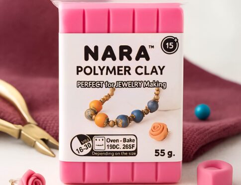 NARA Polymer Clay Set 55g Pink – Soft, Non-Sticky Oven Bake Clay, Colour – Ideal for Sculpting, DIY Craft Projects, Modelling, Miniatures, Jewellery Making, Charms, Key chains, Rings – Pink